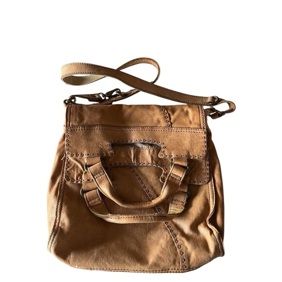 Lucky Brand Abbey Road Italian Lamb Leather Fold Over Crossbody Slouchy Bag - Picture 1 of 13